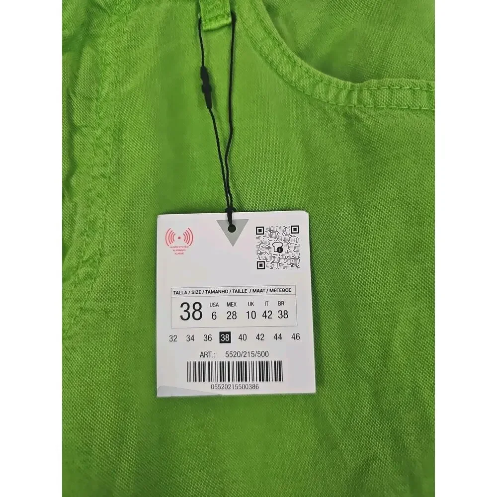 ZARA ~Woman Size 6(US)~ Apple Green Mid-Rise Linen Blend Wide Leg Pants NWT.